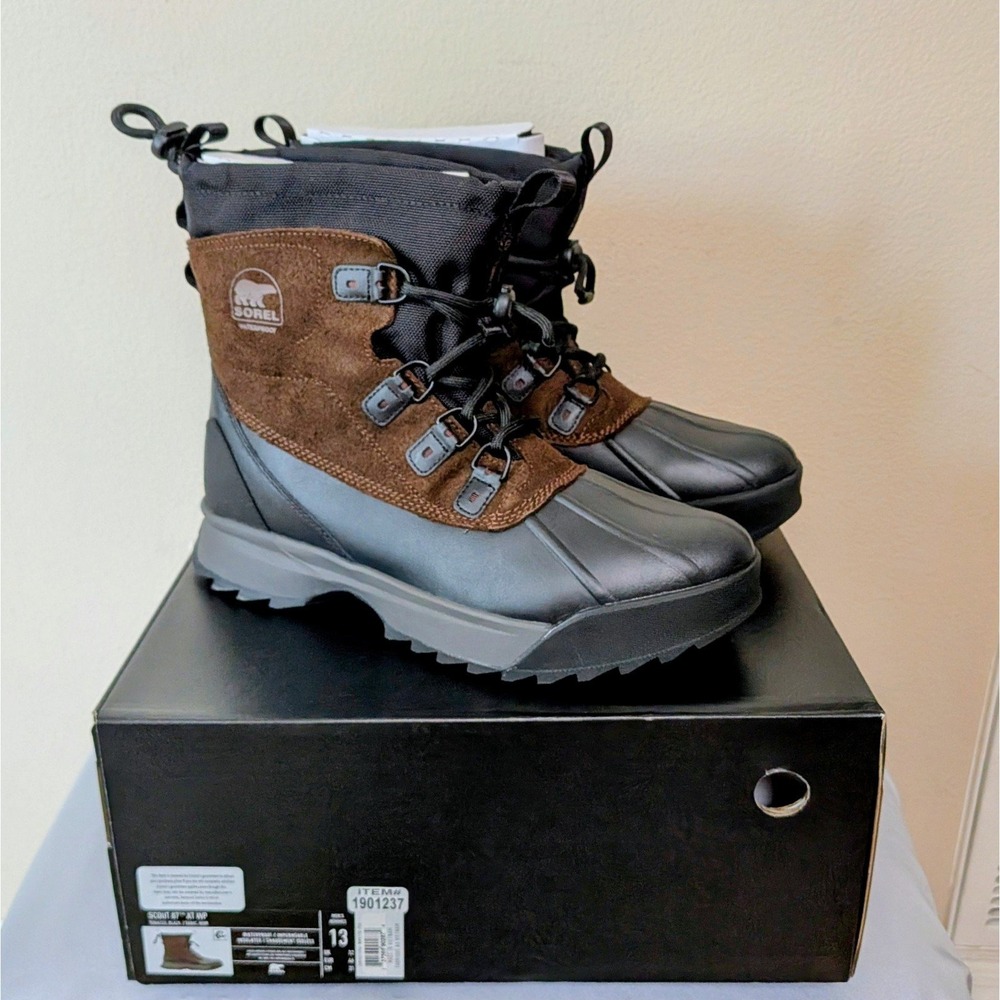 New Sorel Men's Scout‎ 87 XT Waterproof Boots Brown Black Size 13